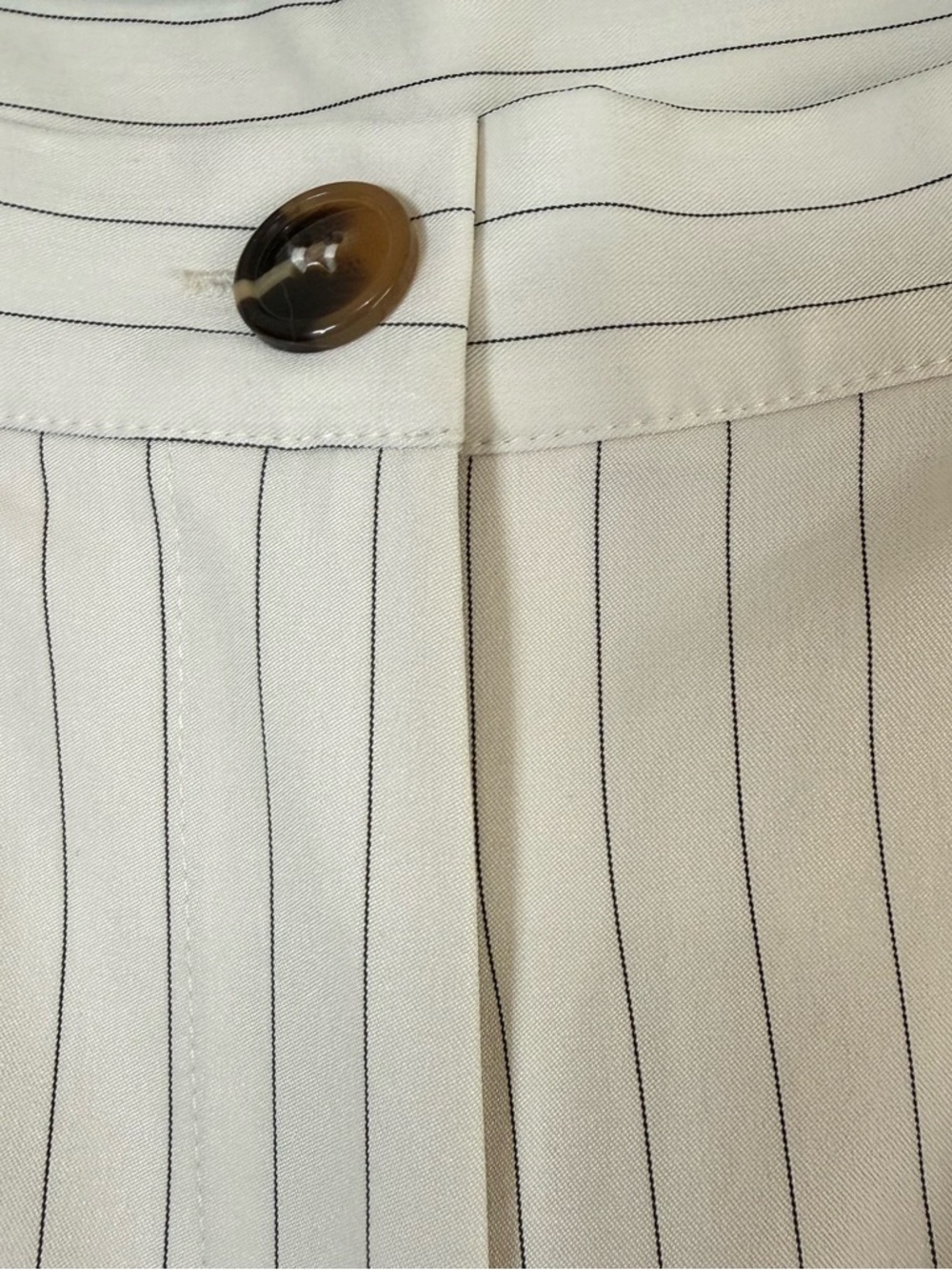 LUMIERE High Waisted Pinstripe Wide Leg Trousers Cream Pleated Dark Academia Sm - Picture 5 of 7